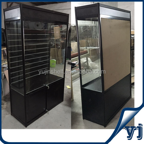 SlatWall Titanium Glass Showcase/Cabinet Showcase Vitrine, Lighted Glass Display case