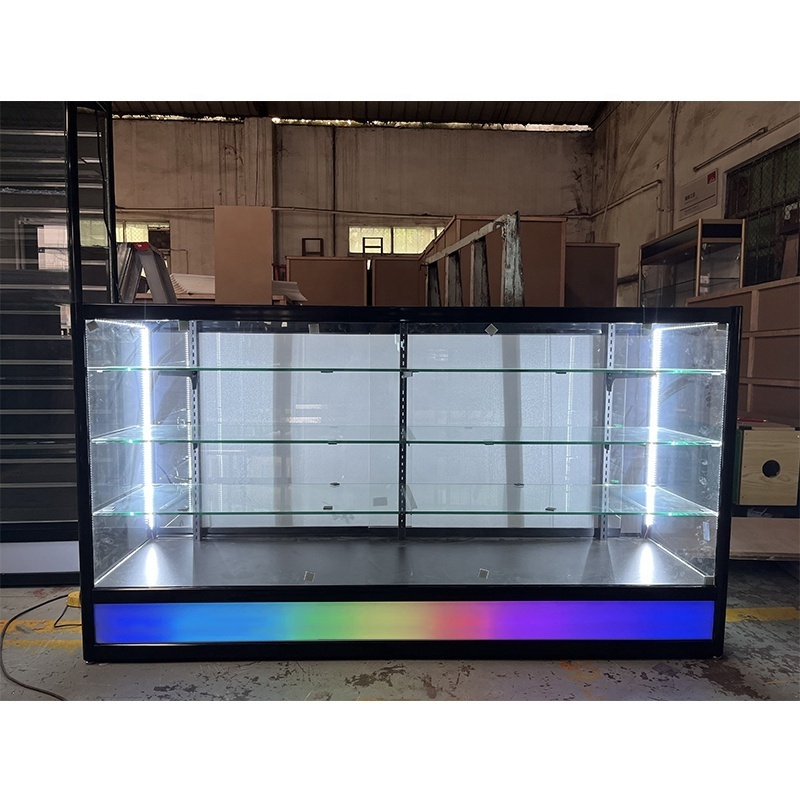 Smoke shop Display Counter 6 Feet Display Cabinets with LED Light Luxury Glass Display Showcase For Smoke Shop