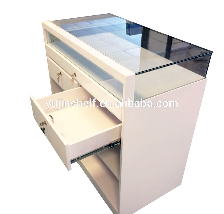 Modern luxury wood glass jewellery display showcase /lockable jewelry counter designs/ perfume display stands