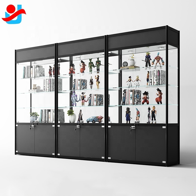 Hot sale factory price fashionable mall kiosk aluminum store jewelry glass display cabinet glass