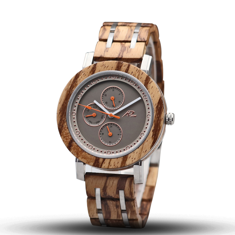 Japan Movt Quartz Wood Watch Stainless Steel Wooden Watch