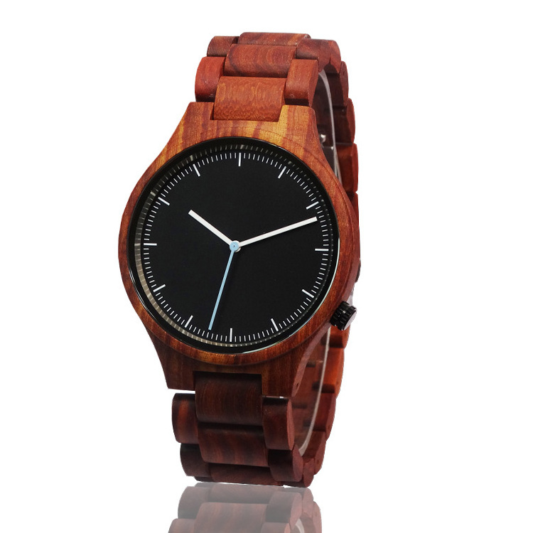 High Quality Cheap Price Natural Red Sandal wood Japan Movt Wrist Watch For Him Gift