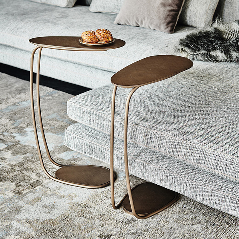 italian minimal  c shape creative movable small coffee table metal simple sofa side table brass coffee table