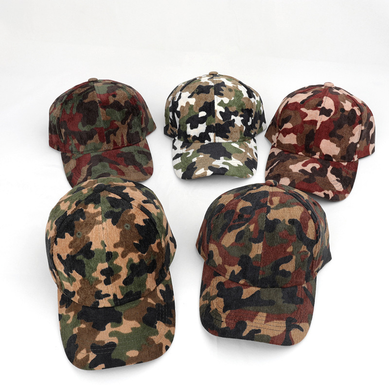 New Design Curved Spring Summer Female Customized Blank Corduroy Outdoor Hiking Camo Baseball Cap For Men