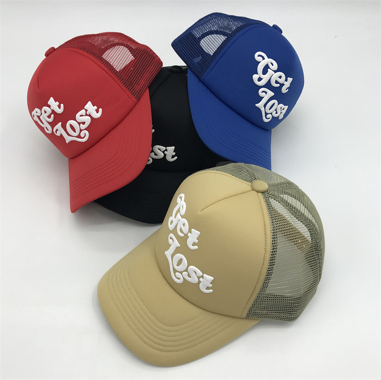 Custom Puff Printed 5 Panel Trucker Hats, Foam Snap Back Trucker Cap,Wholesale Trucker Hats