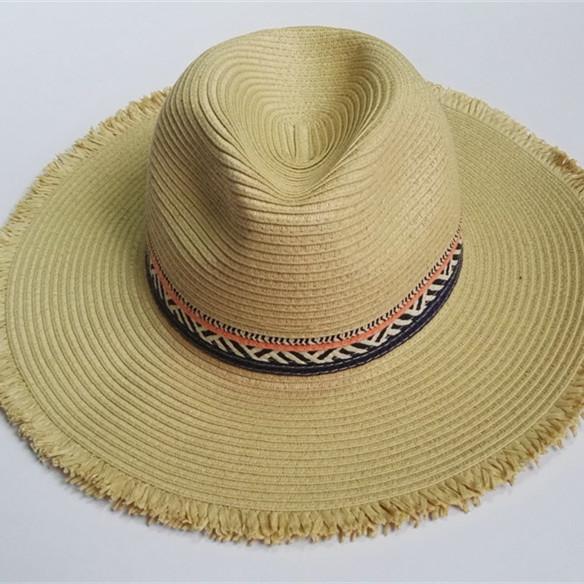 Mexican men wide brim straw hat with fake suede leather