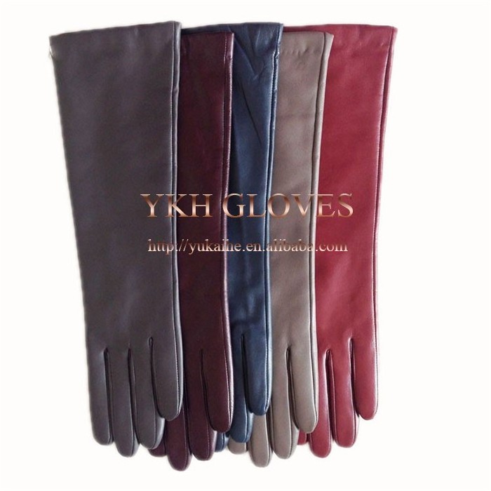 Colorful Opera Party Elbow Length Long Leather Gloves