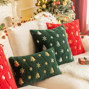 Buy Christmas Tree Embroidered Throw Pillow Cover Home Decor Gift Cushion Cover Body Plush Pillows Without Core