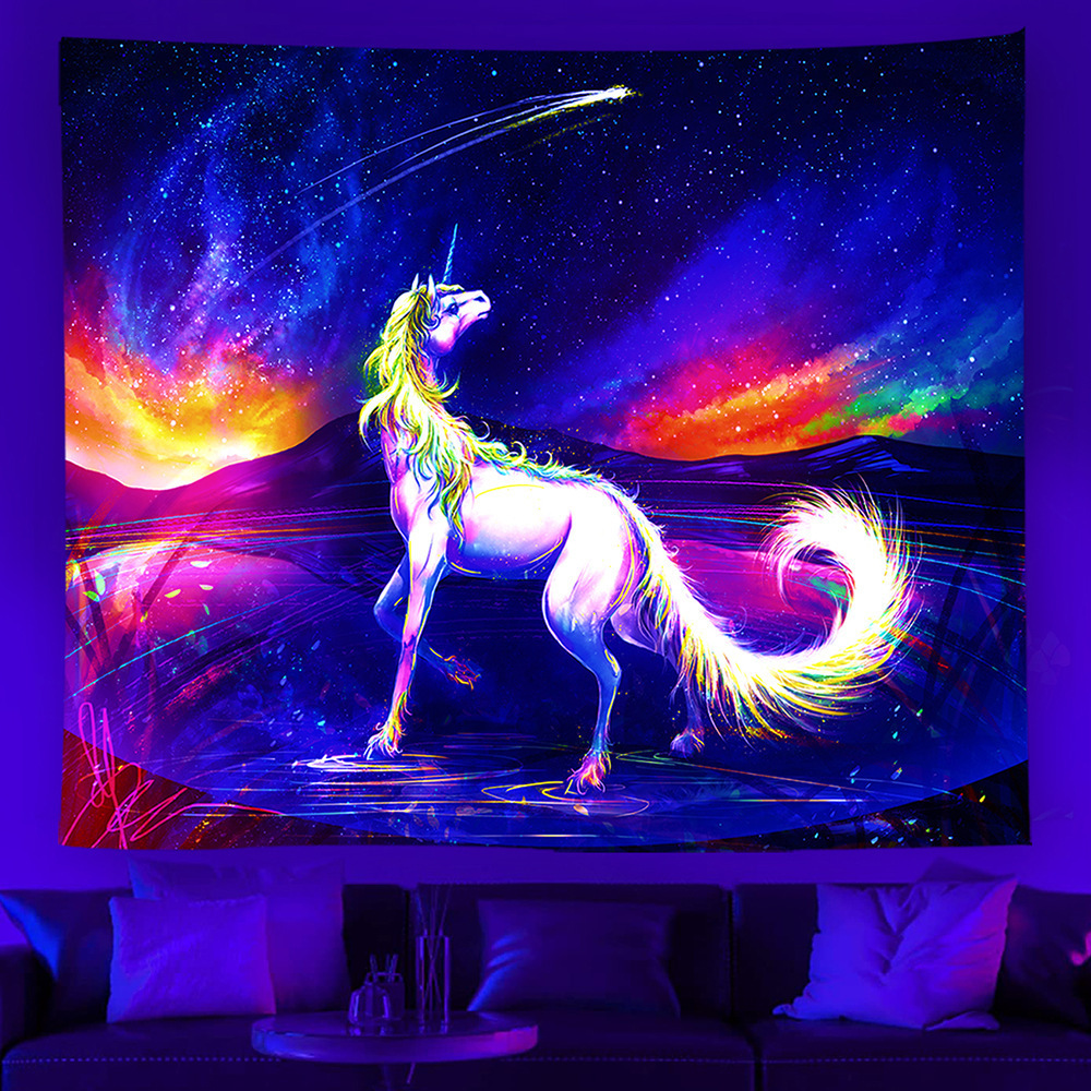 Custom Printed Blacklight Psychedelic Tapestry Home Decor Fluorescent Wall Hanging Tapestry Blanket