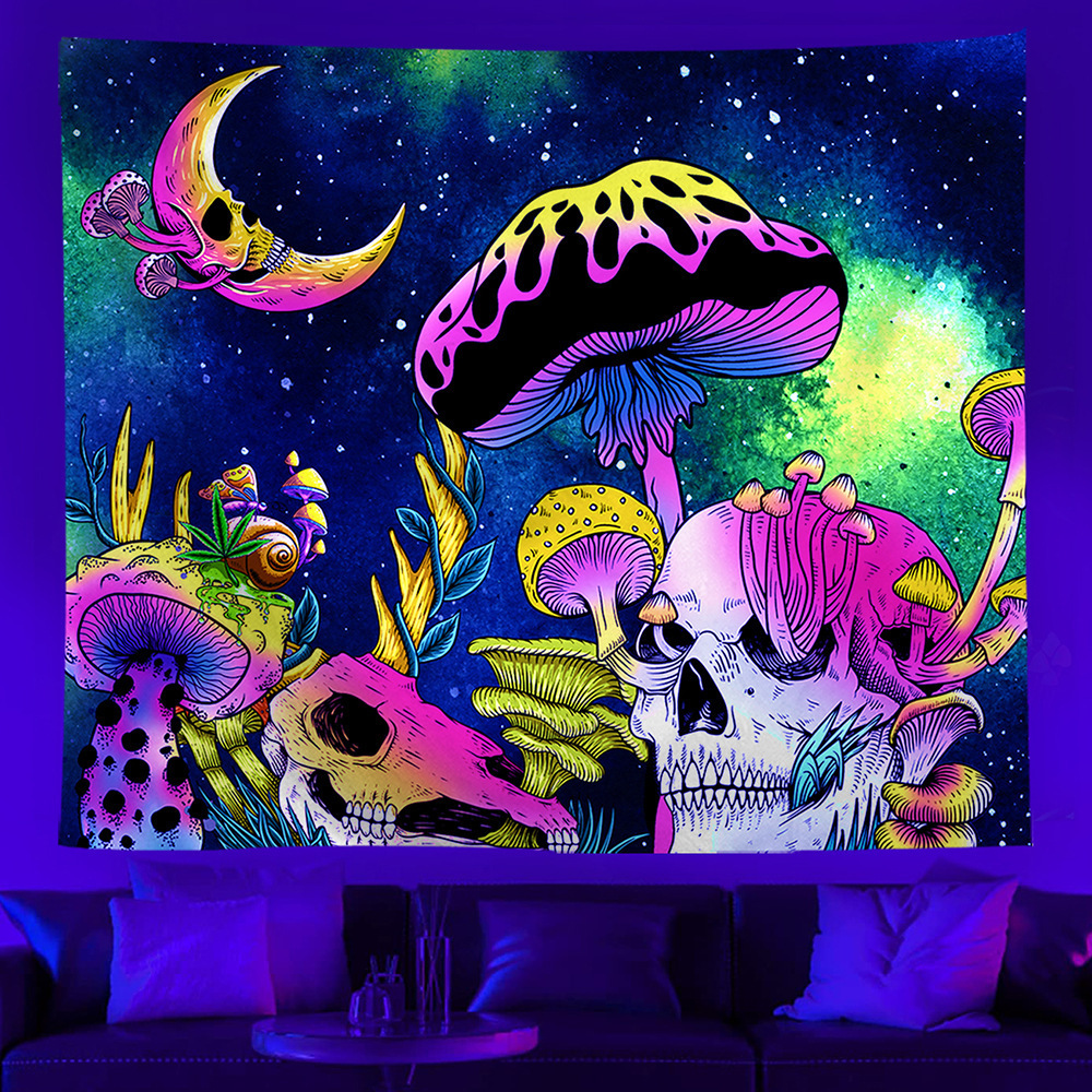 Custom Printed Blacklight Psychedelic Tapestry Home Decor Fluorescent Wall Hanging Tapestry Blanket