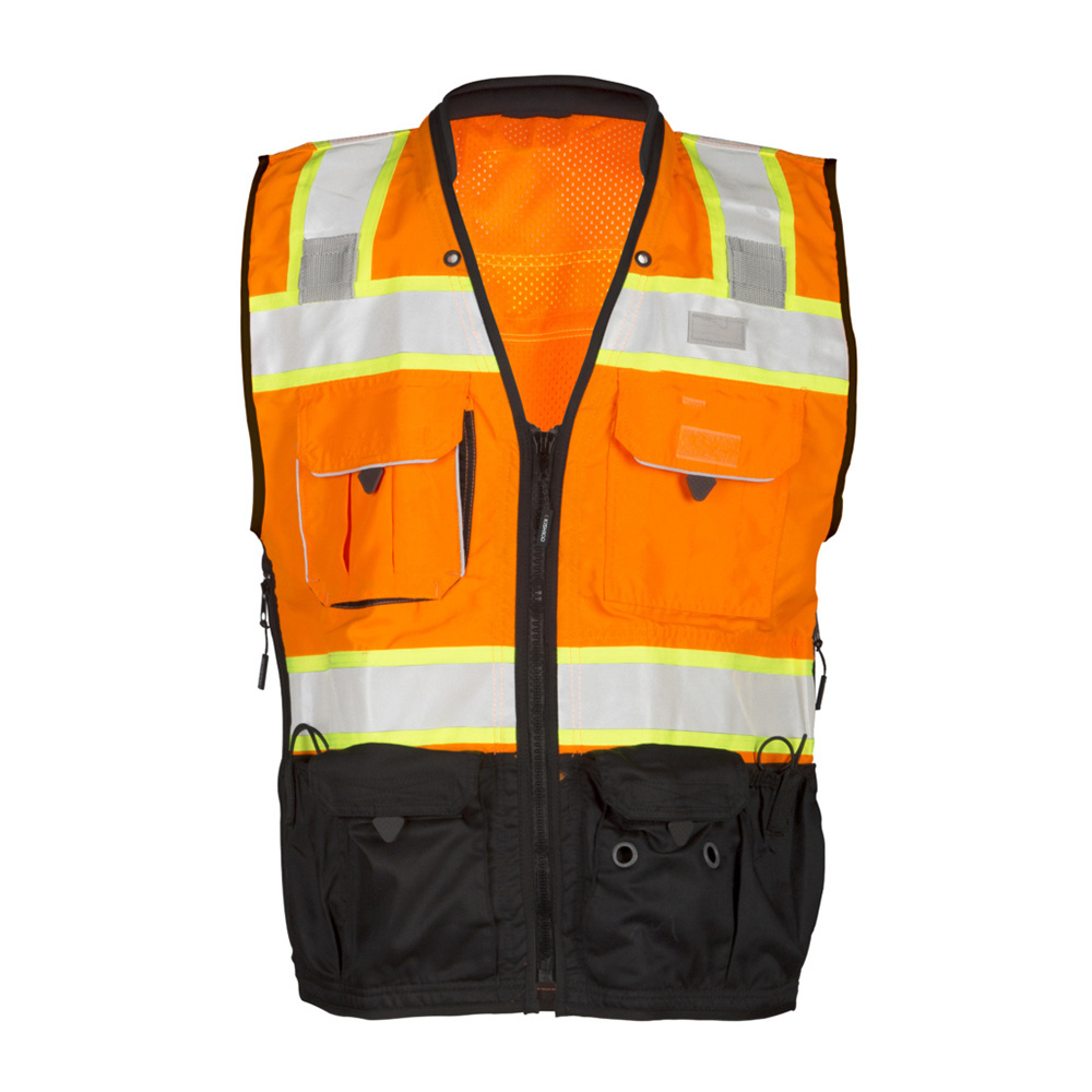 USA market High Visibility Reflective Safety Vest orange Construction Hi Viz Polyester Customized Safety Vest