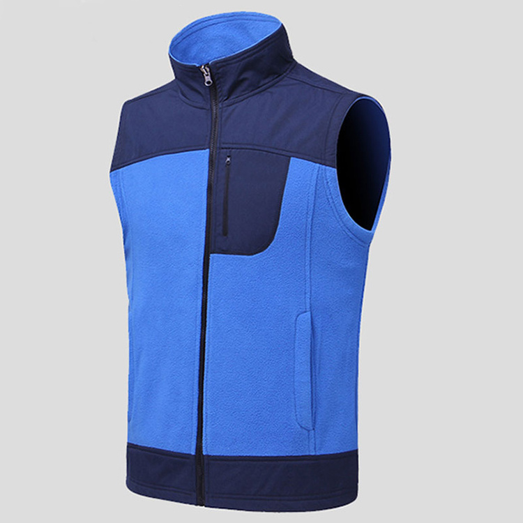 Warm Blue Weighted Vest Work Men Outdoor Customized 4-Way Spandex Winter Sleeveless softshell Custom Vest