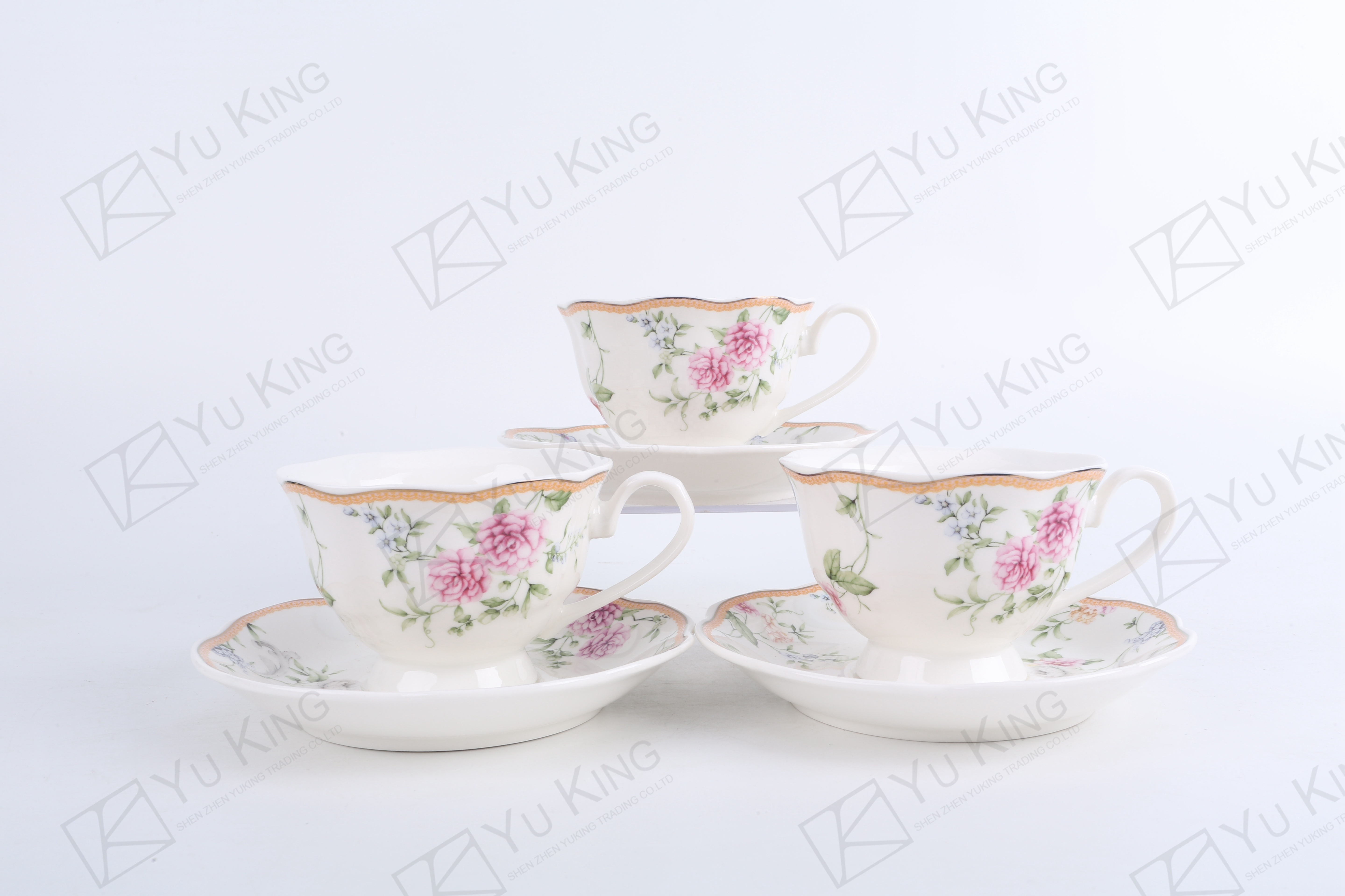 European New Bone China Chinese Espresso Cup Tea Set 6 Piece Set