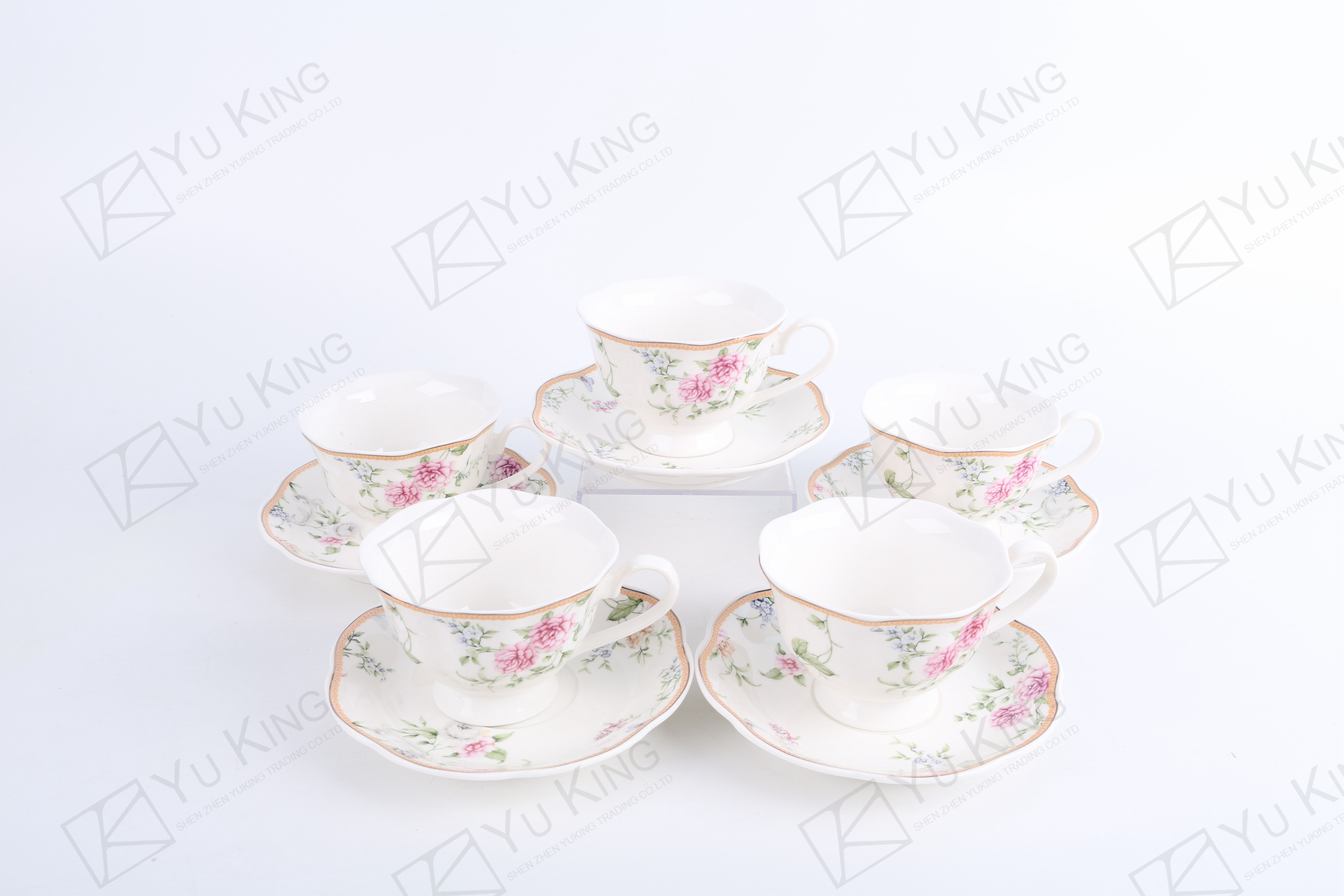 European New Bone China Chinese Espresso Cup Tea Set 6 Piece Set