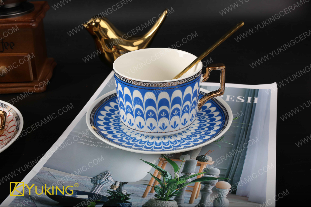 Exquisite Life Factory Factory Price China New Bone China Tea Cup Tea Set Sticker Pattern Support Customization Cups And Saucers