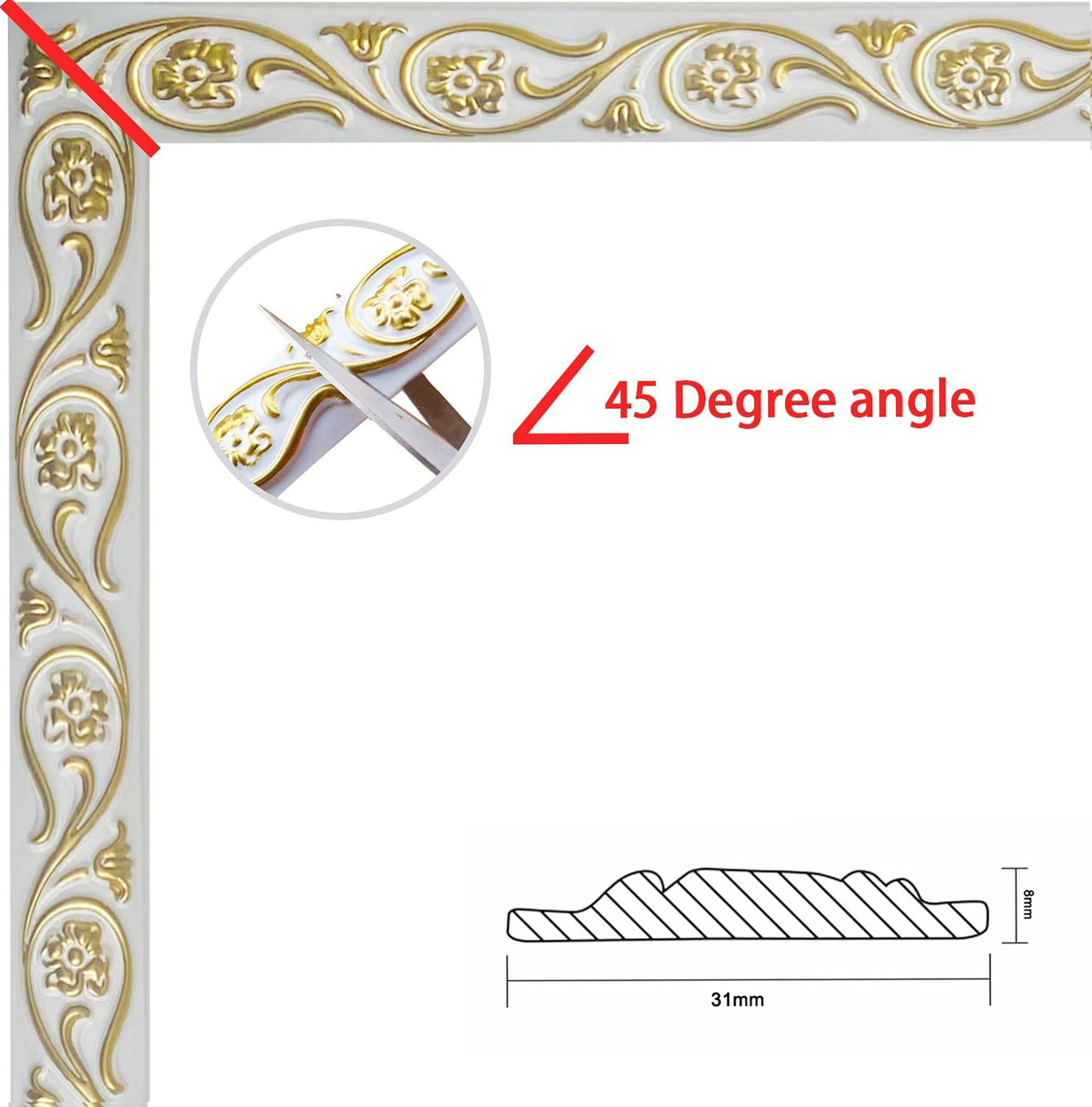 Molding Trim Wall Trim, 16.4 Feet Self-Adhesive Flexible DIY Peel and Stick Crown Molding Ceiling Molding for Photo Frame Mirror