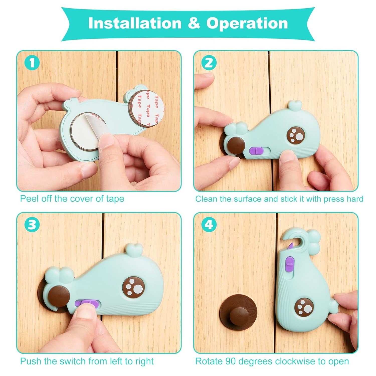 Cabinet Locks for Babies, Child Proof Cabinet latches, Adhesive Safety Locks for Doors, Drawers,Windows