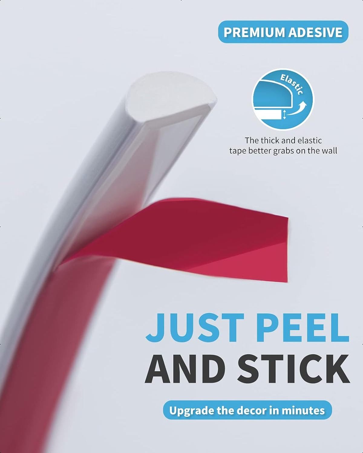 16.4 Ft Peel and Stick Trim Flexible Self-Adhesive Tile Edge Waterproof Trim Tile Edge Liner for Kitchen Backsplash Corner Decor