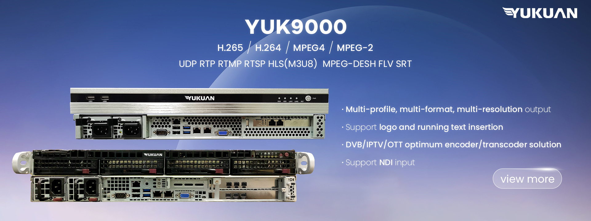 YUK9000 Network Multi-channel Encoder Transcoder Servers SDI H264 H265 HEVC Video Encoder 16ch SD/4ch HD Transcoder