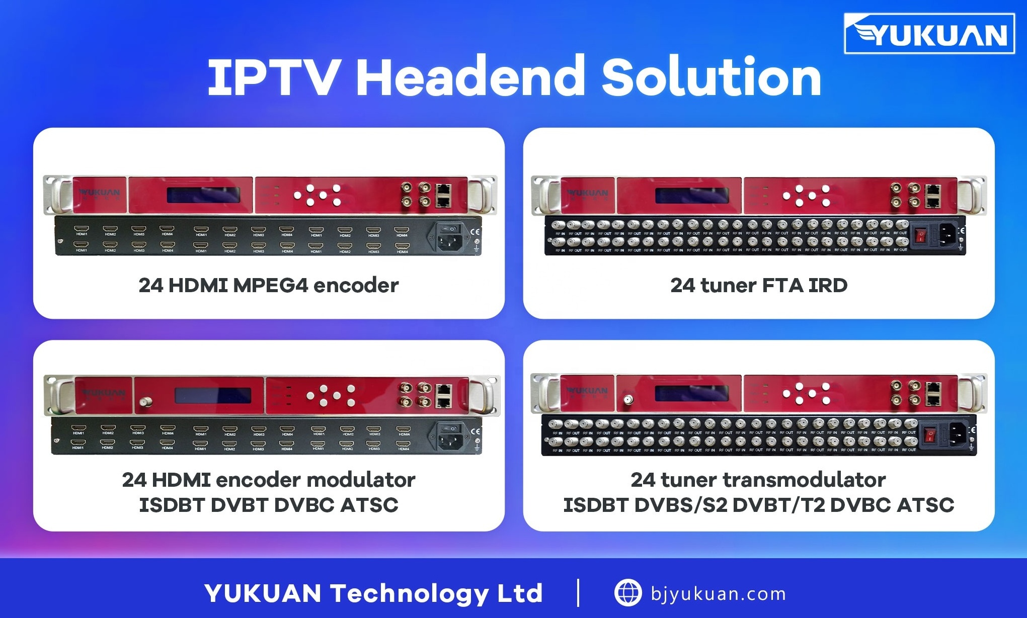 Digital Cable TV 24 Inputs HDM I to DVB-T ISDBT QAM DVB-C ATSC RF Encoder Modulator