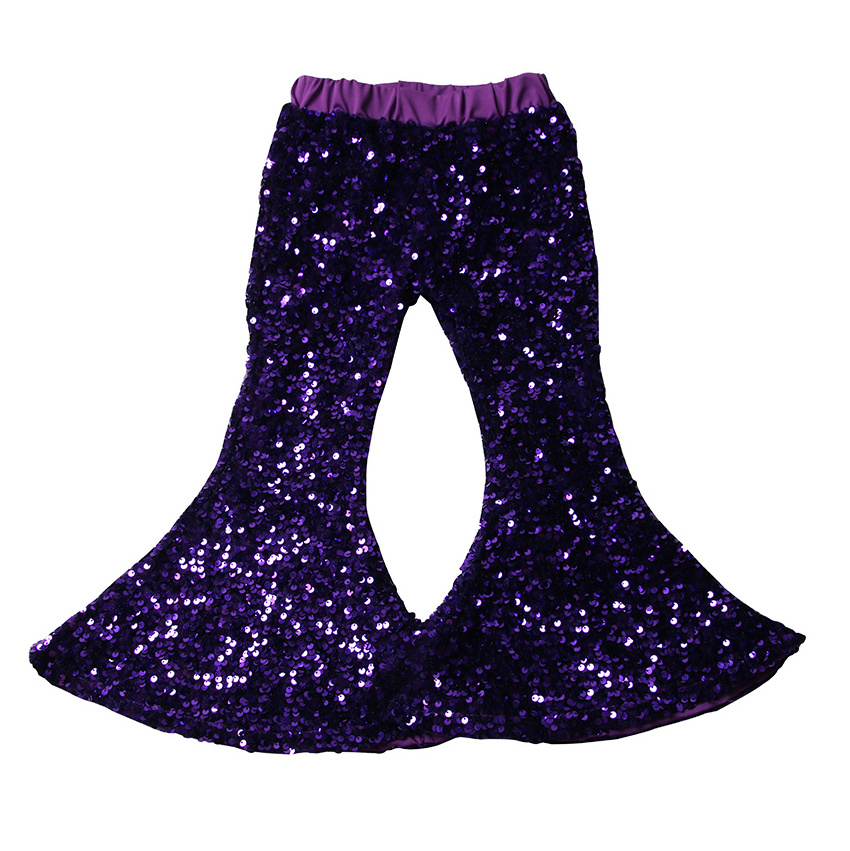 new arrival sparking bell bottoms white sequins flare pants baby girls wholesale boutique sequins pants kids pants