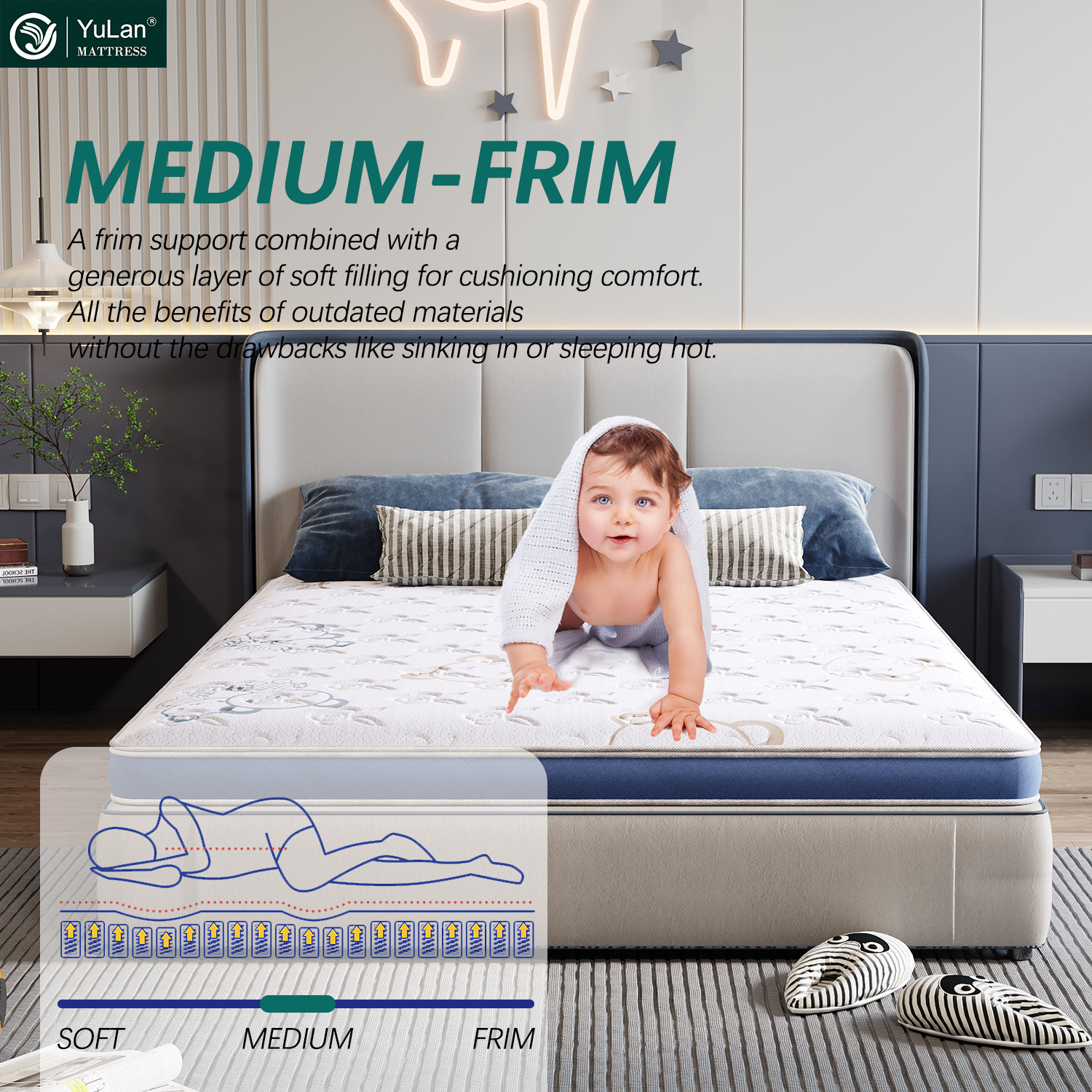 Children Rooms School Twin Full Double Size Non-toxic Waterproof Pocket Spring Mattress