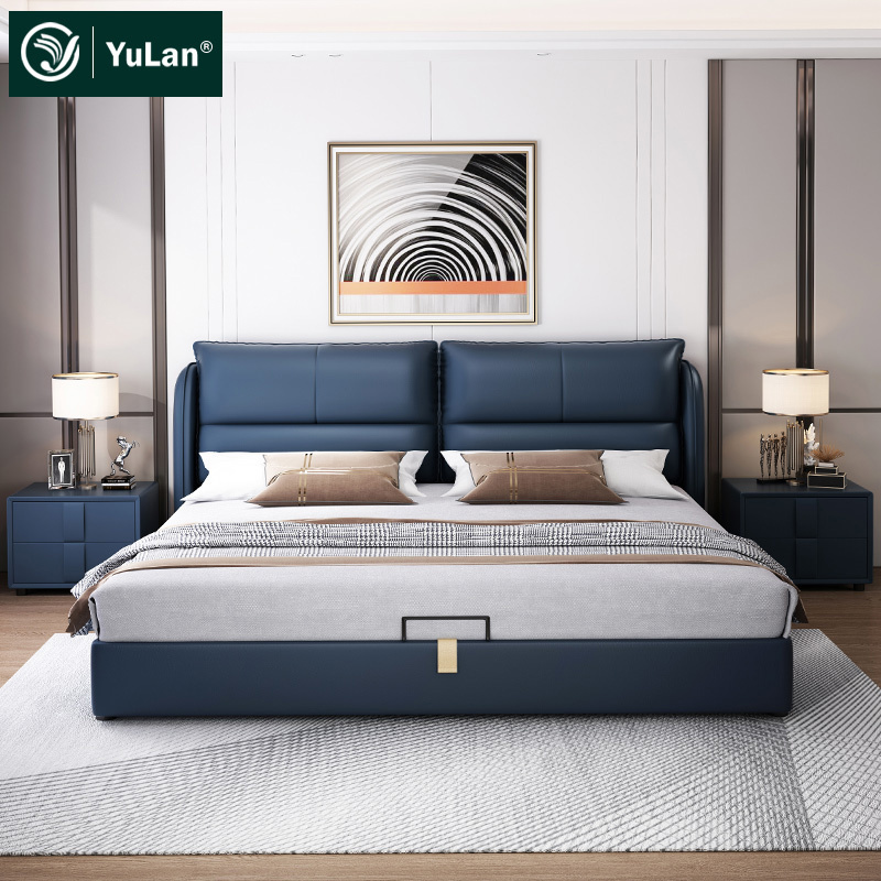 Foshan hotel head board storage double size 180x200 bed