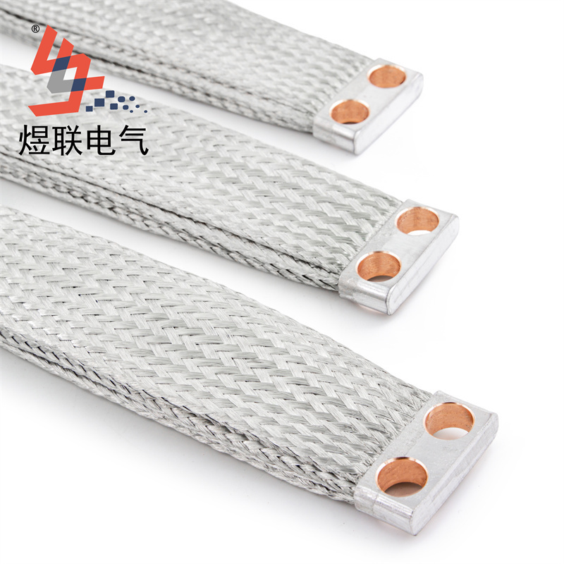 Customized C1100 Flexible Tinned Copper Braid Grounding Strap Braided