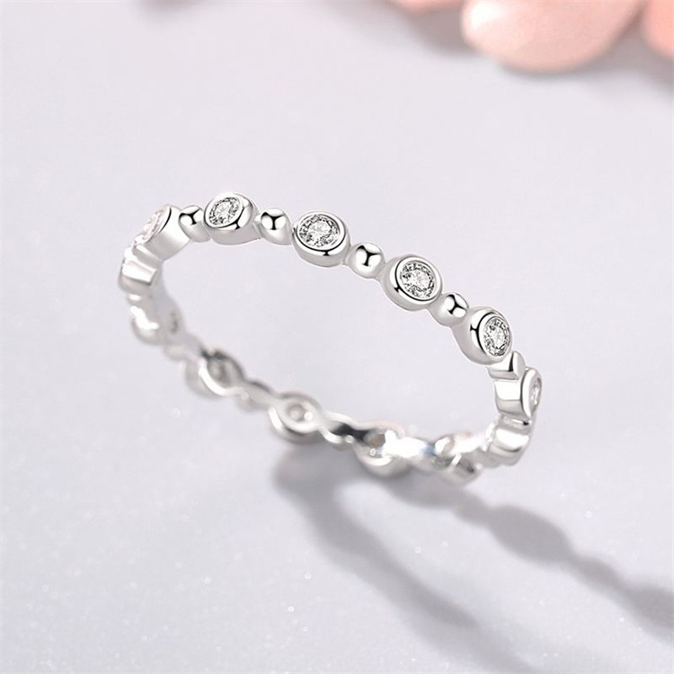 Simple round cz diamond 925 sterling silver women fashion zircon stone ring for women