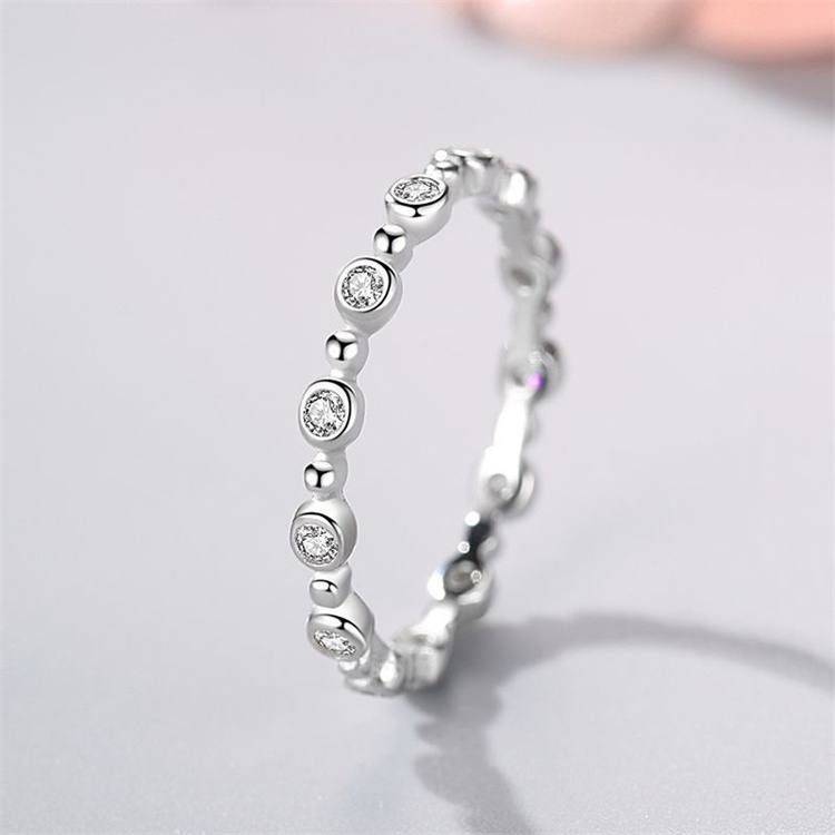 Simple round cz diamond 925 sterling silver women fashion zircon stone ring for women