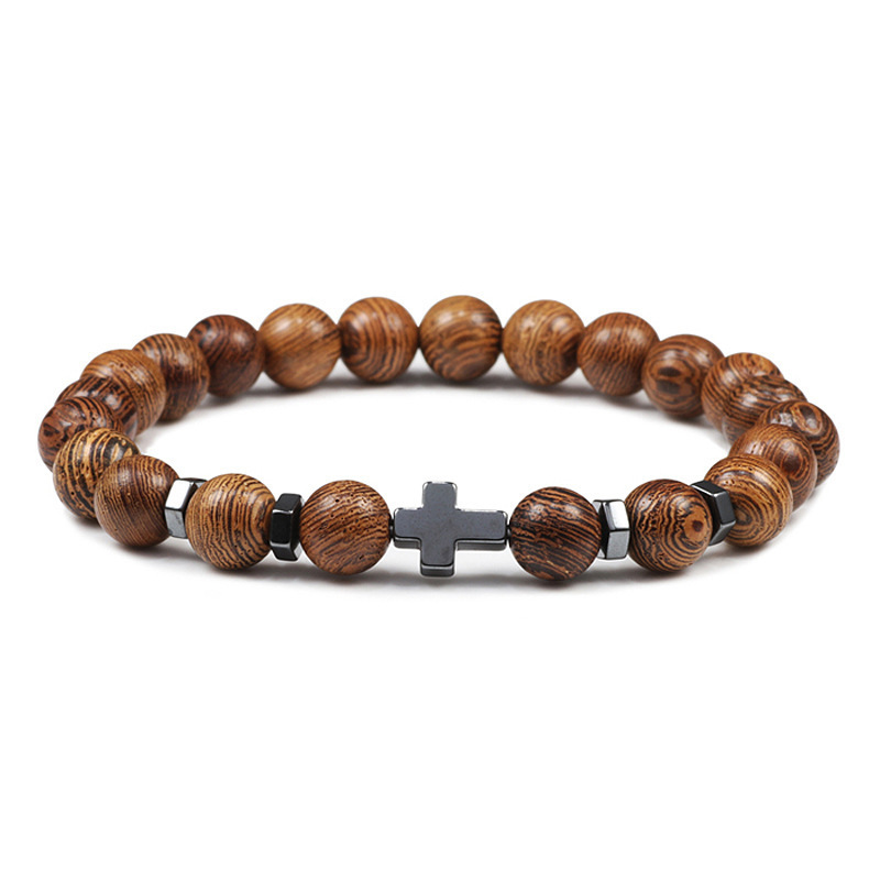 fashion crystal healing natural mens tiger eye lava stone gemstone turquoise beaded cross stretch bracelet jewelry christian