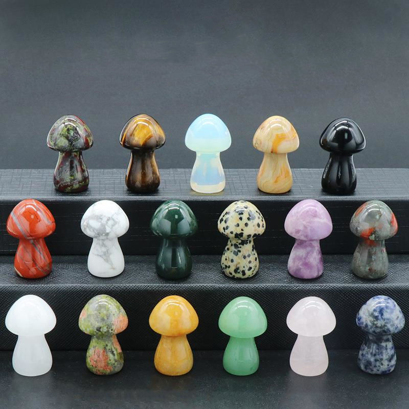 wholesale big 1.5inch natural quartz products healing stones bulk real chakras polished crafts carving mushroom crystal for sale