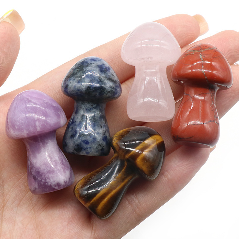 wholesale big 1.5inch natural quartz products healing stones bulk real chakras polished crafts carving mushroom crystal for sale