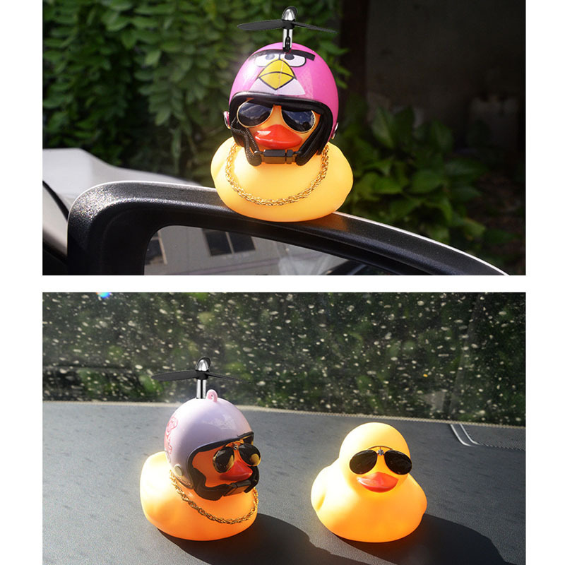 Cute Hot Selling Mini Yellow Rubber Duck with Helmet Car Duck Creative Decoration Car Accessories Interior Decoration