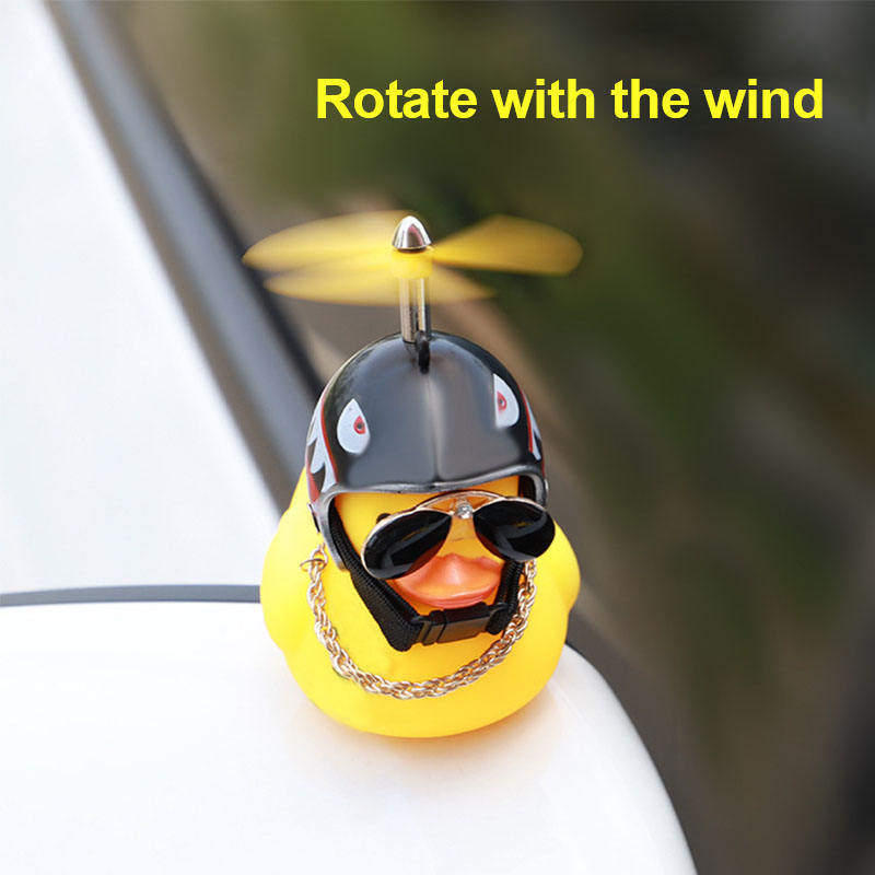 Cute Hot Selling Mini Yellow Rubber Duck with Helmet Car Duck Creative Decoration Car Accessories Interior Decoration