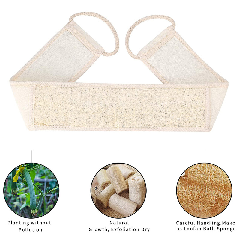 Best Sale Natural Loofah Bath Brush Exfoliating Back Strap Body Scrubber Brush Sponge Massage Scrubber