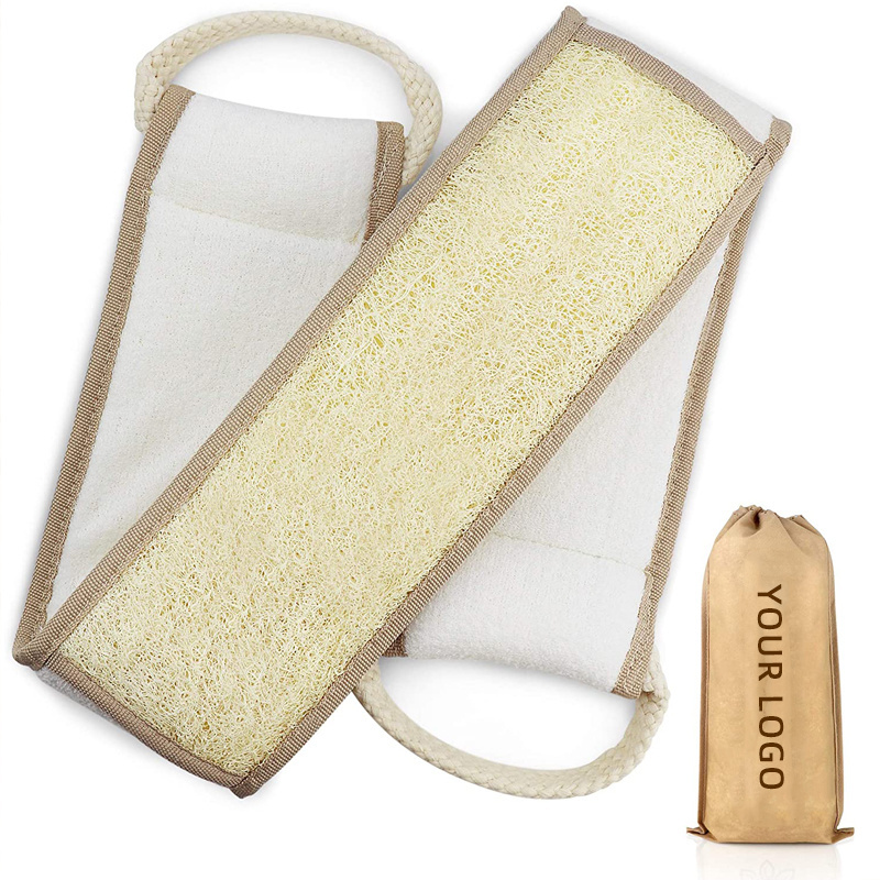 Best Sale Natural Loofah Bath Brush Exfoliating Back Strap Body Scrubber Brush Sponge Massage Scrubber