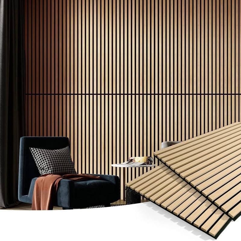 Fire Resistant Interior Wall Wooden Slatted Sound Absorption Mdf Slat Board Veneer Pet Slats Wood Acoustic Panels