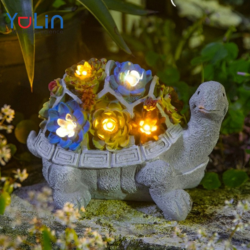 Solar energy is not afraid of wind and sun suitable for outdoor lawn in the garden of resin material succulent turtle decoration