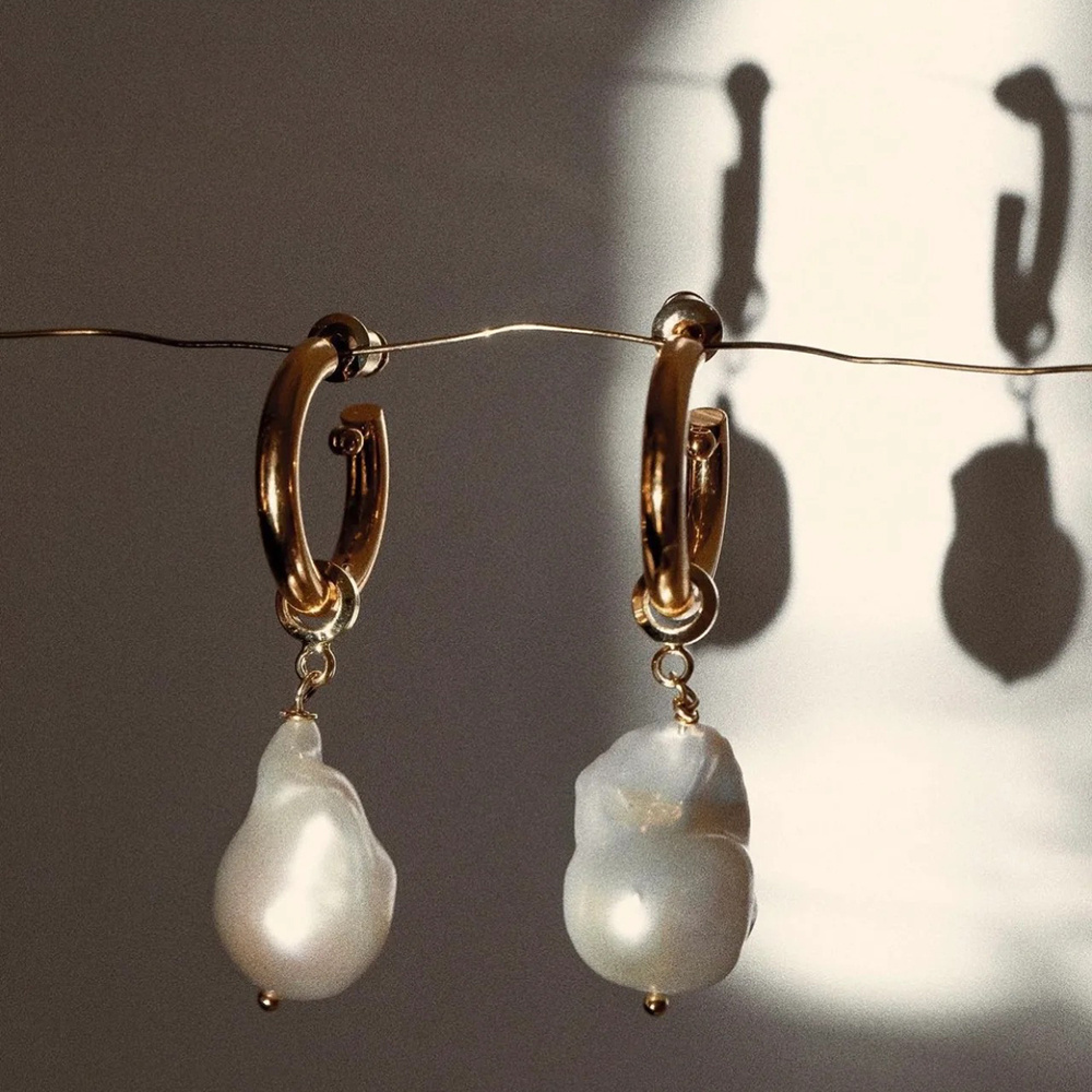 New jewelry designer wholesale gold plated fresh water wedding pearl earrings for women jewelry gift