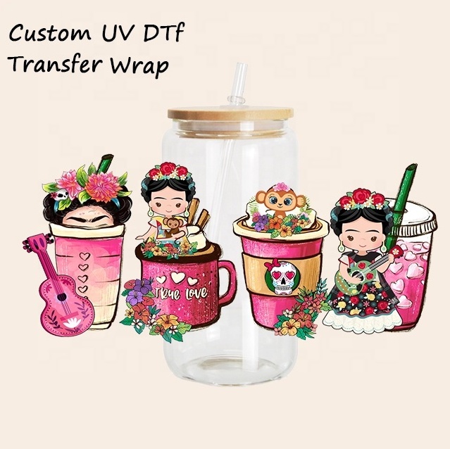 Custom multi-size uv dtf cup wraps transfers ready to transfer cup wrap printing sticker film printer uv dtf for cup wraps glass