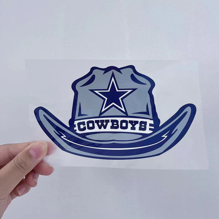 Custom High Quality Cowboys dtf transfers designs plastisol ready to press clear film printable heat transfer vinyl for t shirts