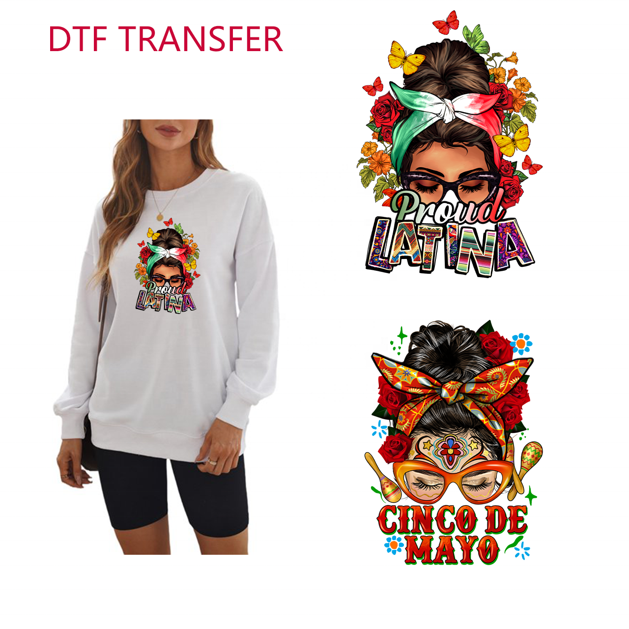 Custom pattern design factory bulk production heat transfers labels dtf heat press transfer printing for t-shirts