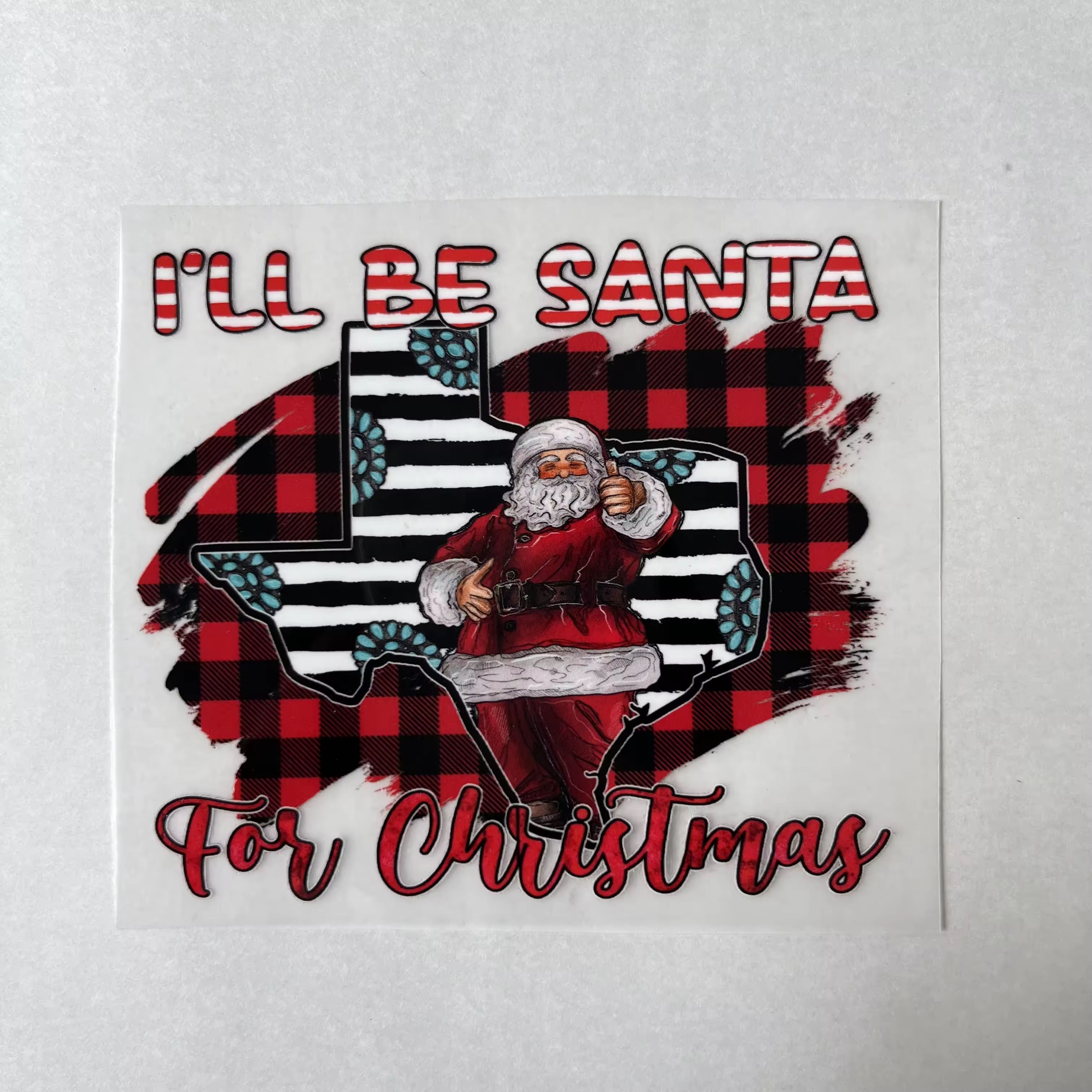 Wholesale Christmas Designs Clear Film Logo Ready To Press Plastisol Vinyl Dtf Heat Transfers Sticker For T-shirts