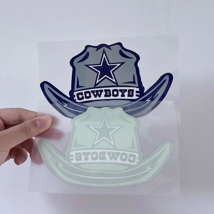 Custom High Quality Cowboys dtf transfers designs plastisol ready to press clear film printable heat transfer vinyl for t shirts