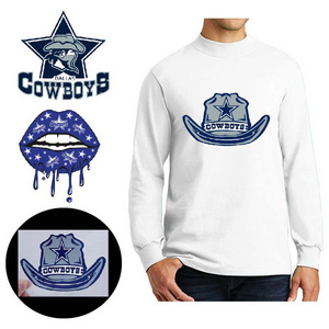 Custom High Quality Cowboys dtf transfers designs plastisol ready to press clear film printable heat transfer vinyl for t shirts