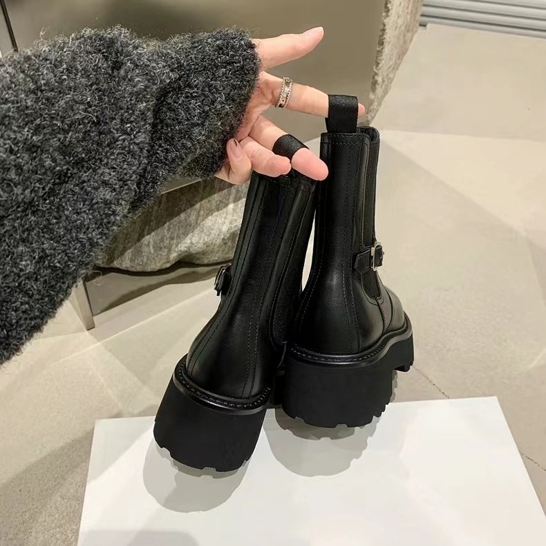 fall and winter new thick bottom height increase strap boots female women shoes