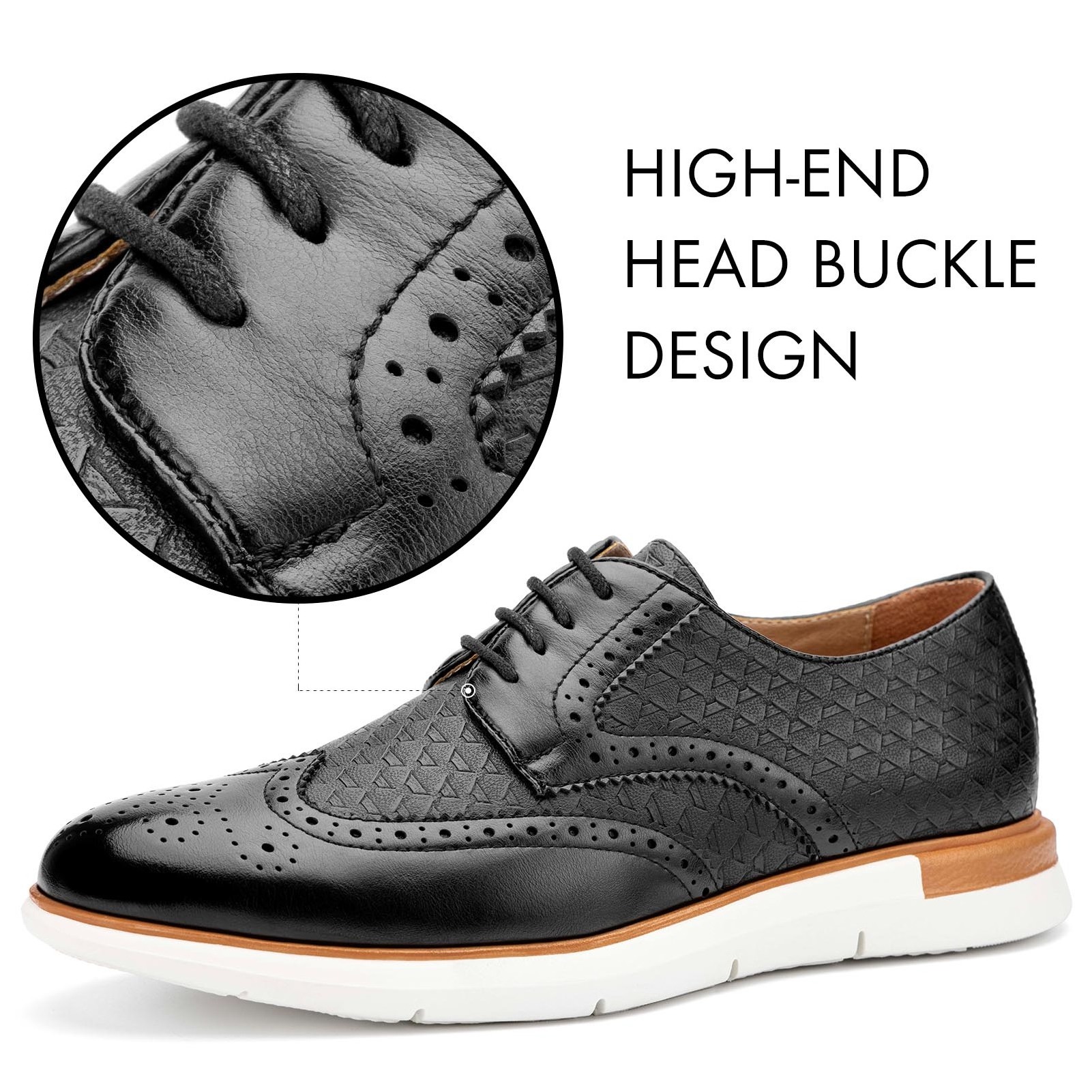 Men Driving Leather Brogue Shoes Popular Lace-up Business Dress Leather Casual Shoes