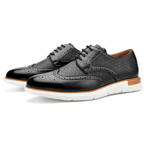 Men Driving Leather Brogue Shoes Popular Lace-up Business Dress Leather Casual Shoes