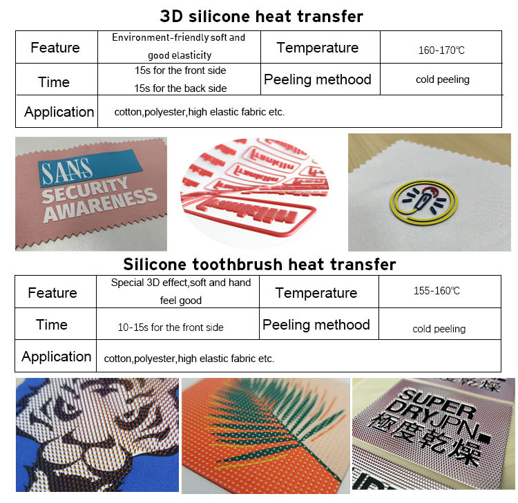 Wholesale Custom high quality 3d raised rubber silicone brush label logo sticker printing silicone 3d heat transfer vinyl